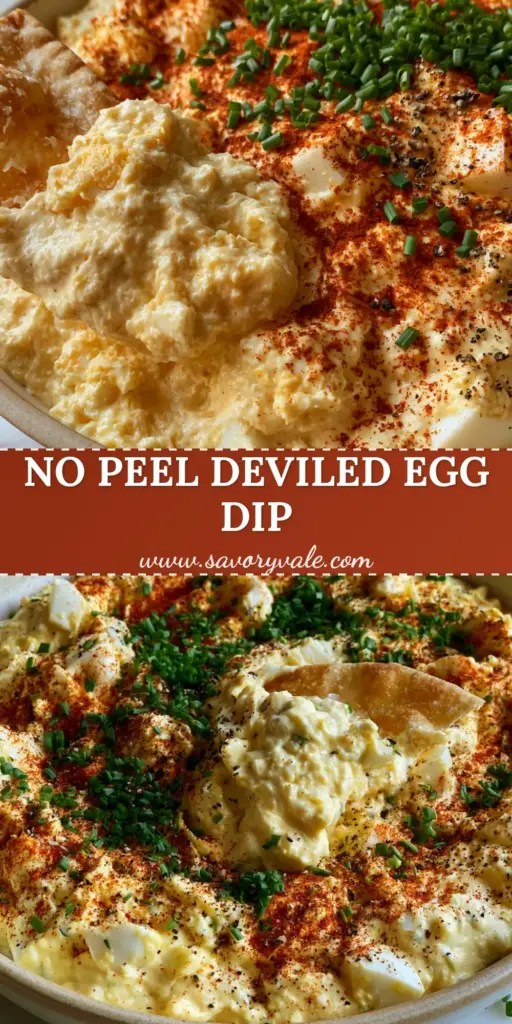 Deviled Eggs Dip: The Ultimate Creamy Party Appetizer 3 A close-up of Deviled Eggs Dip in a ceramic bowl garnished with smoked paprika and chives with a pita chip. (Deviled Eggs Dip)