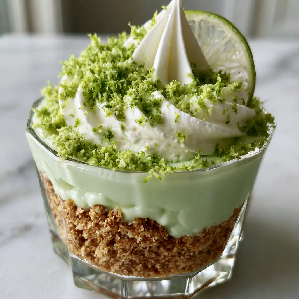 Key lime pie trifle: The Ultimate Easy No-Bake Individual Summer Dessert 1 A top-down view of a Key lime pie trifle featuring sharp whipped cream peaks and a heavy dusting of vibrant neon-green lime zest.