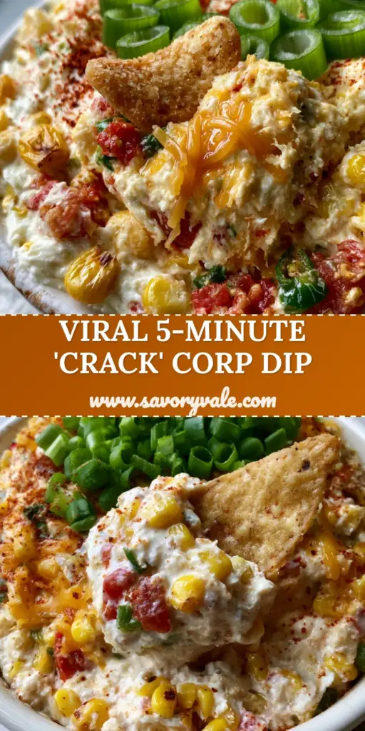 Corn Dip: The Ultimate Creamy Crack Corn Dip with Smoky Charred Corn 3 A rustic white bowl of creamy Corn Dip topped with charred corn, green onions, and smoked paprika with a corn chip scooping a heavy portion. (Corn Dip)