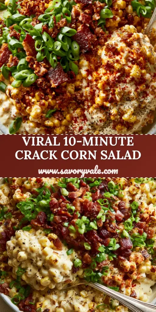 Crack Corn Salad with Charred Sweet Corn and Crispy Bacon 4 A close-up of Crack Corn Salad in a white bowl featuring charred corn, crispy mahogany bacon, and green scallions with a silver spoon.