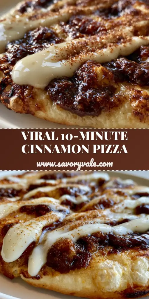 Sweet Cinnamon Swirl Pizza: The Ultimate Fluffy Dessert Pizza Recipe 4 A close-up shot of Sweet Cinnamon Swirl Pizza featuring a thick white cream cheese icing zigzag over mahogany cinnamon slurry.