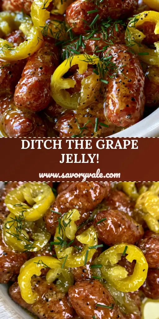 Mississippi Lil' Smokies: The Ultimate Slow Cooker Party Appetizer 4 A top-down shot of Mississippi Lil' Smokies in a slow cooker, glistening with a buttery ranch glaze and topped with pepperoncini rings.